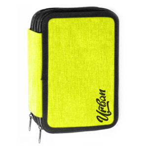 Astuccio 3 ZIP ''Urban'' Completo 43 Pezzi - (7 Accessori + 18 Pastelli + 18 Pennarelli) - Giallo Neon