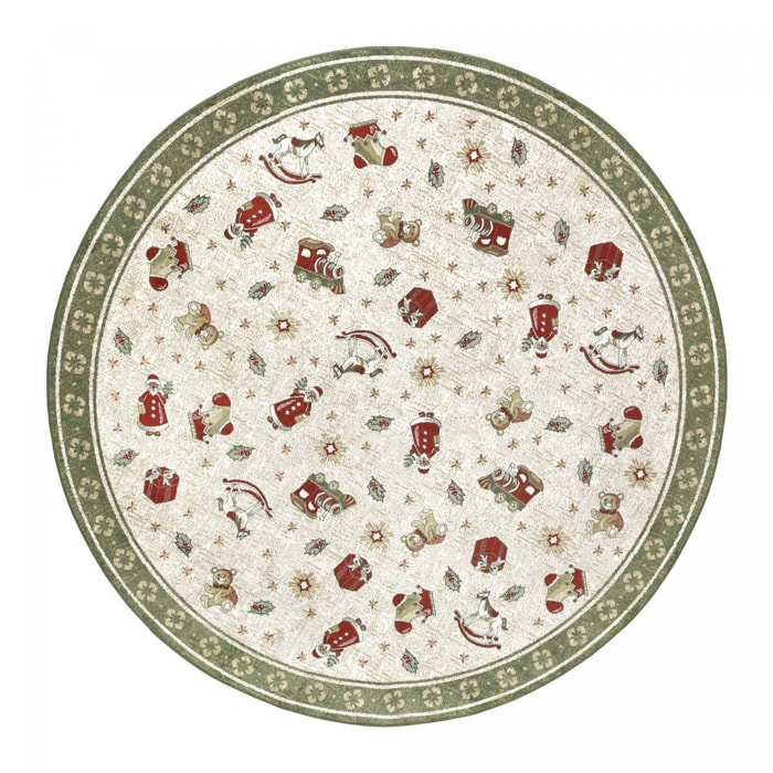 Tapis rond salon ou chambre enfant,  motif fêtes de SANTA 1, kilim original, entretien facile