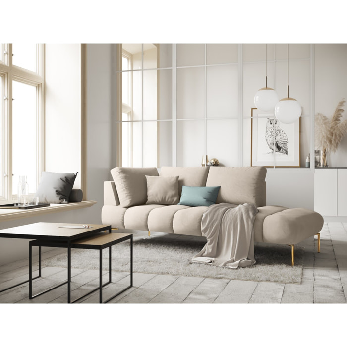 Méridienne droite "Hastings" 2 places en velours beige