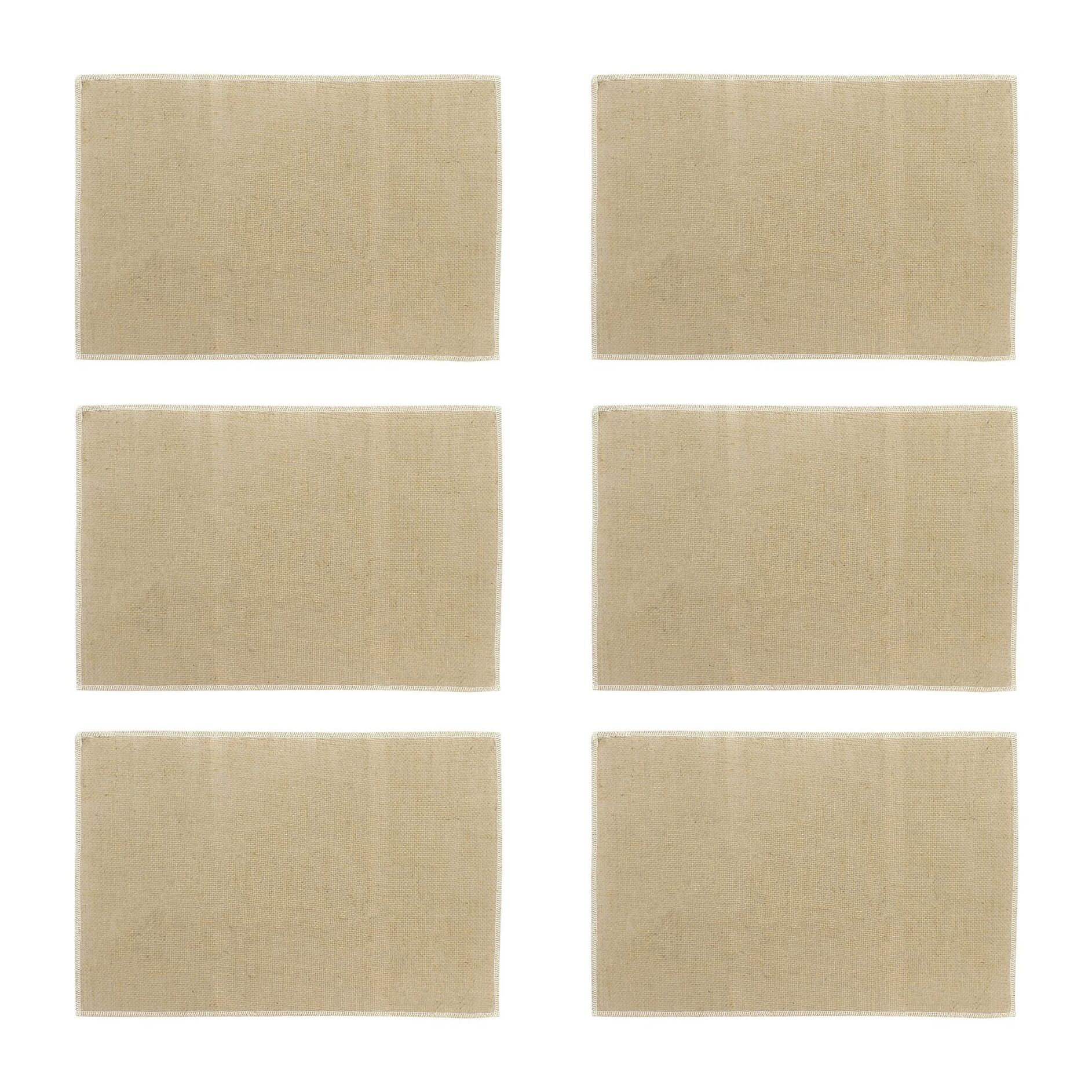 Lot de 6 sets de table en jute et contour blanc 45x30cm