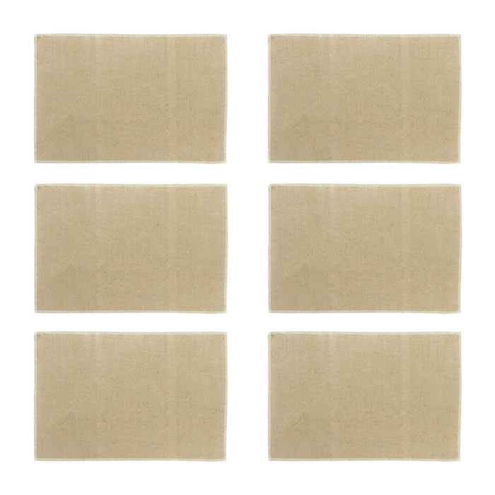 Lot de 6 sets de table en jute et contour blanc 45x30cm