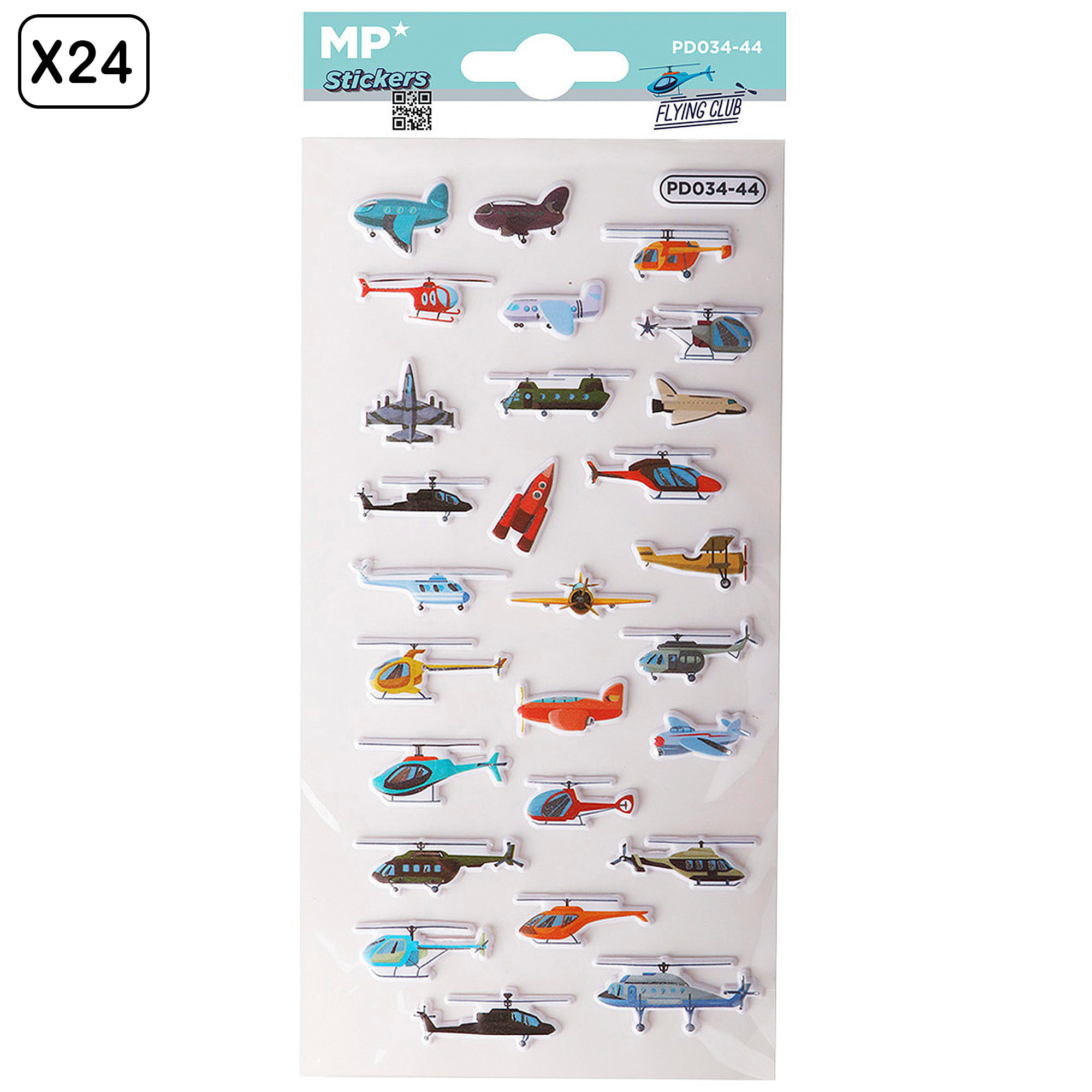 PACK 24 Uds. ADESIVI STICKERS IN RILIEVO DESIGN CLUB DI VOLO