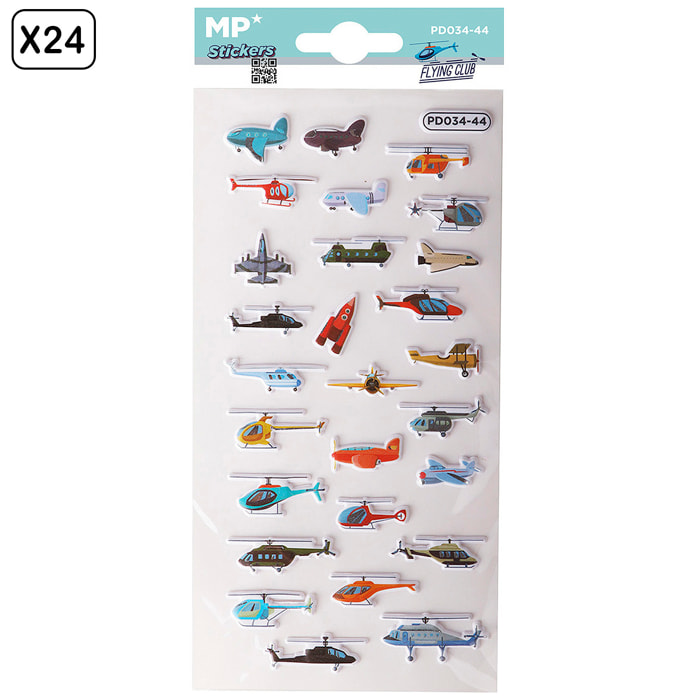 PACK 24 Uds. ADESIVI STICKERS IN RILIEVO DESIGN CLUB DI VOLO