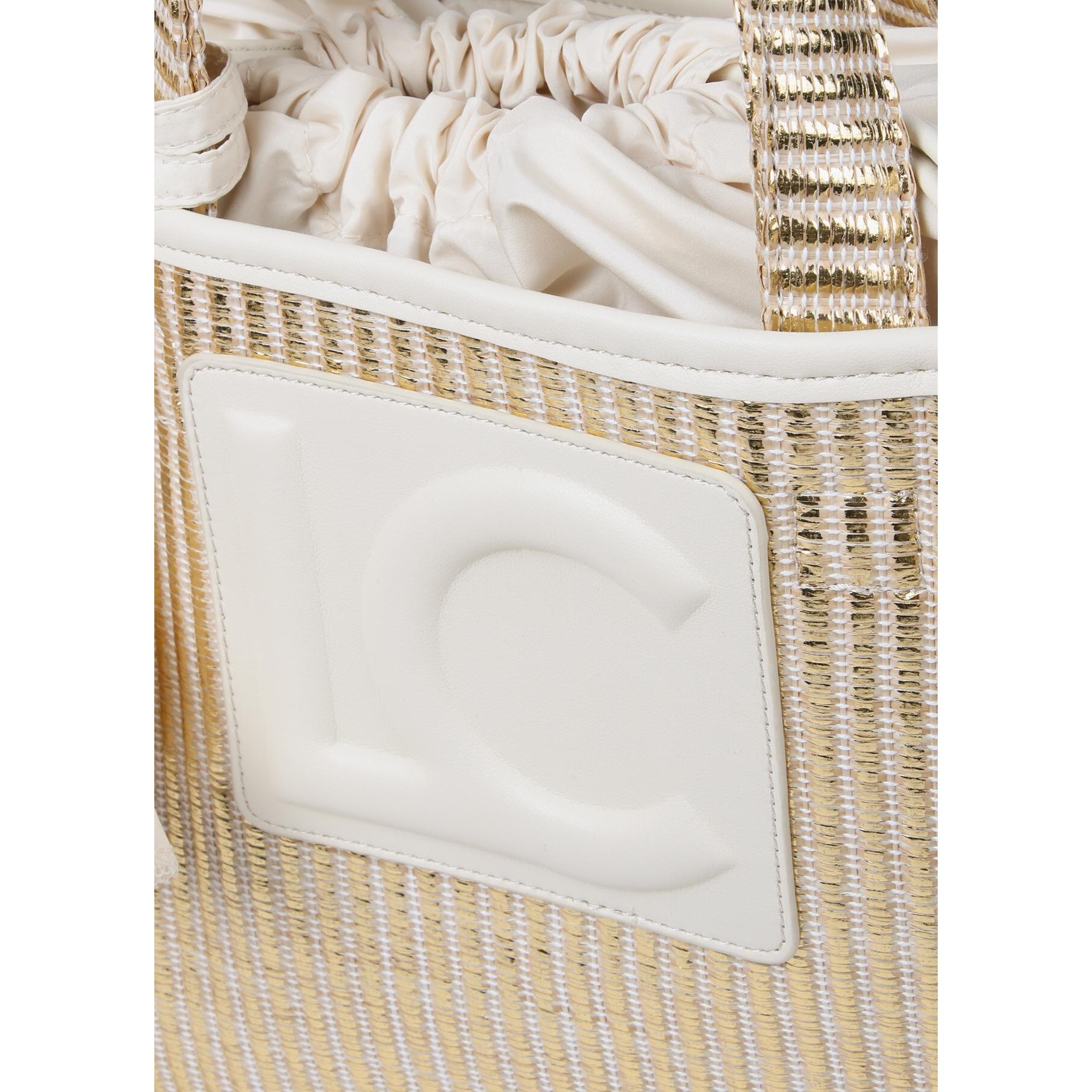 Borsa a cesta piccola effetto rafia metallizzata