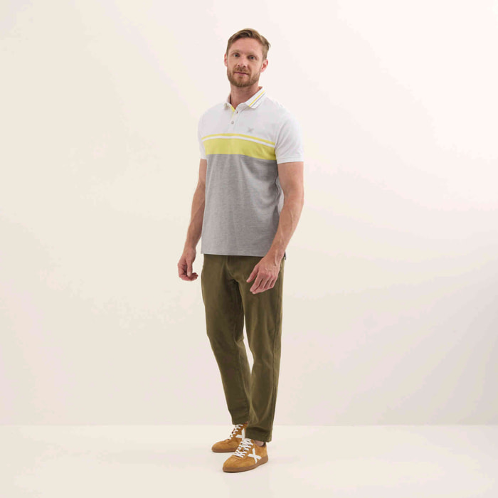 Polo de Manga Corta Piqué Algodón Orgánico Tricolor LIFESTYLE POLO STRIPES LIME