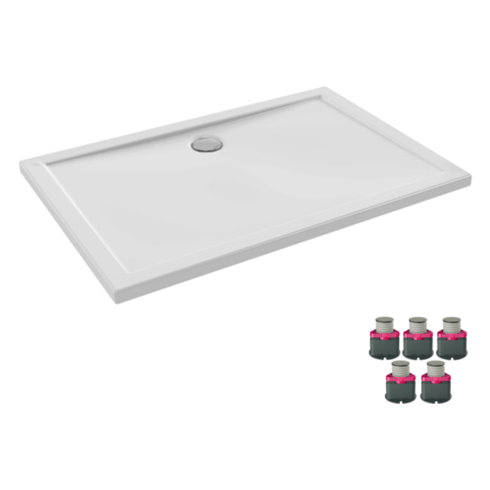 Receveur de douche 120 x 80 Gaspard extra-plat céramique + Kit de réhausse (5 pieds)