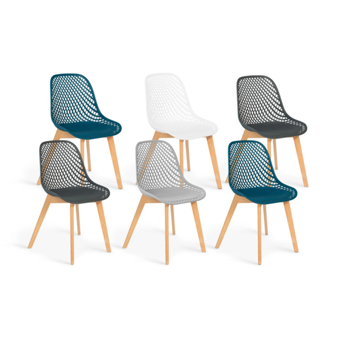 Chaises Maëlle assise ajourée et pieds bois