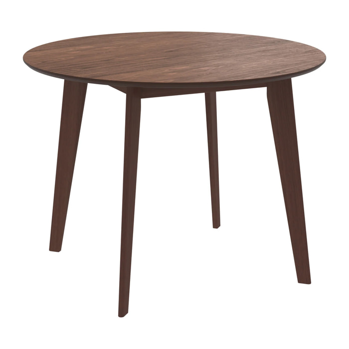 Table ronde 4 personnes en bois foncé D100 cm - Réno