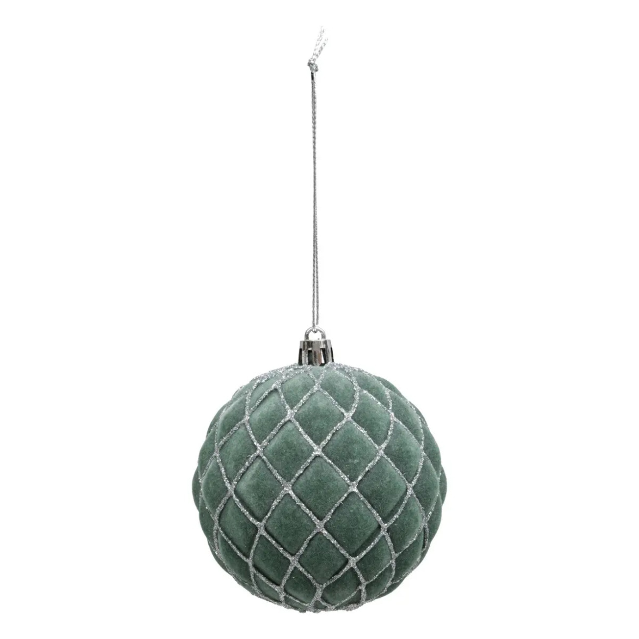Boule de Noël pailletté vert x9 80mm