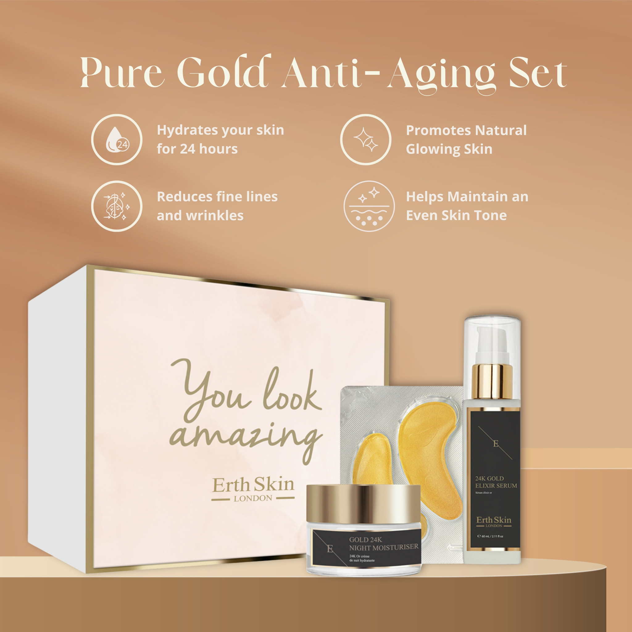 Set de regalo - Set de cuidado de la piel antiarrugas de oro de 24 quilates