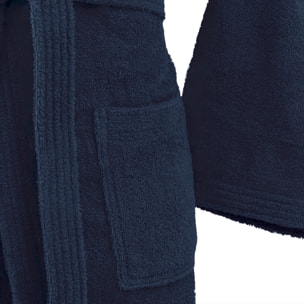 Bassetti Morbido Accappatoio 360 gr con Cappuccio 100% Cotone Uomo Donna Spugna Taglie Forti - ITALY Designed - Collezione VIVIAN - NAVY D8