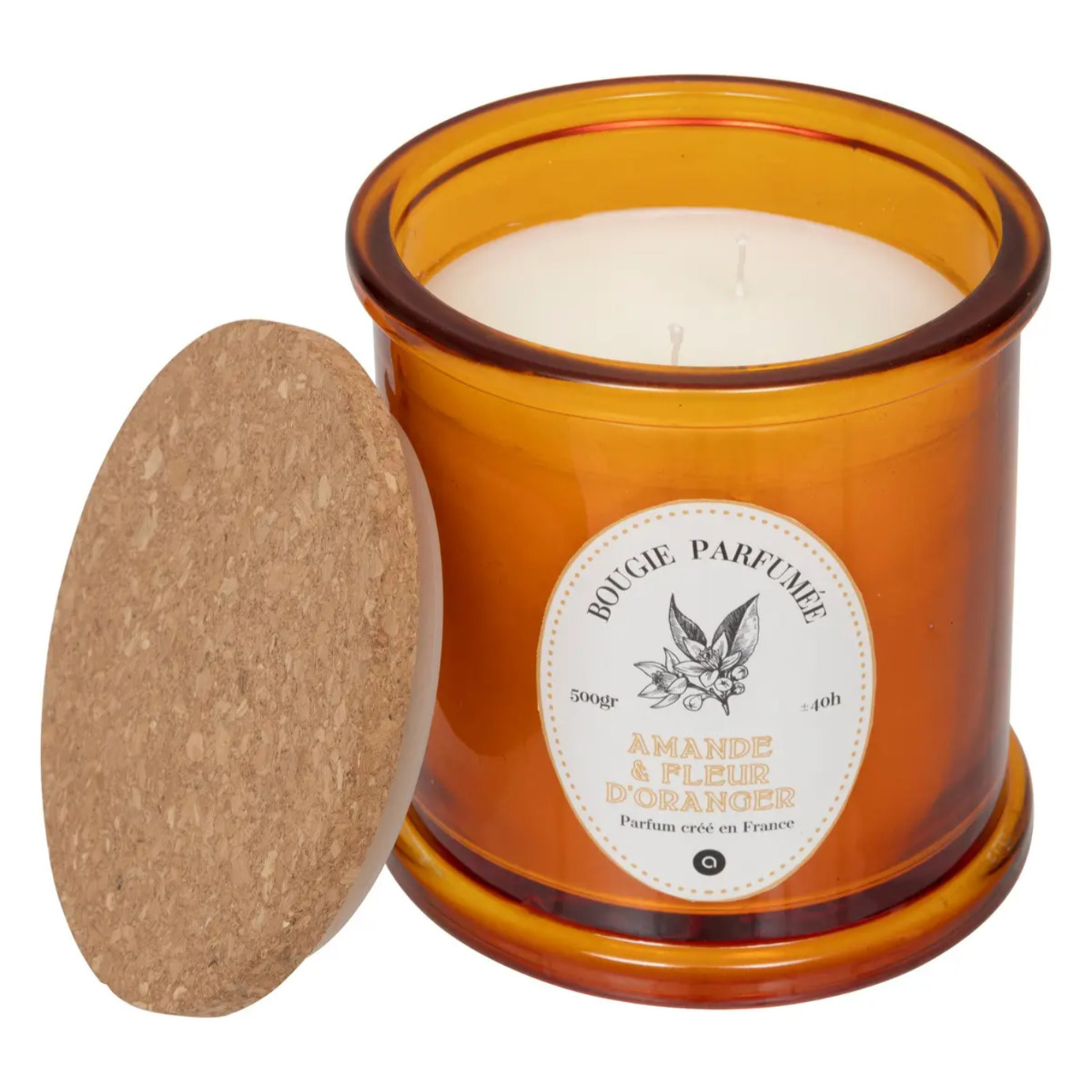 Bougie parfumée Hapo 500g pot en verre avec couvercle amande