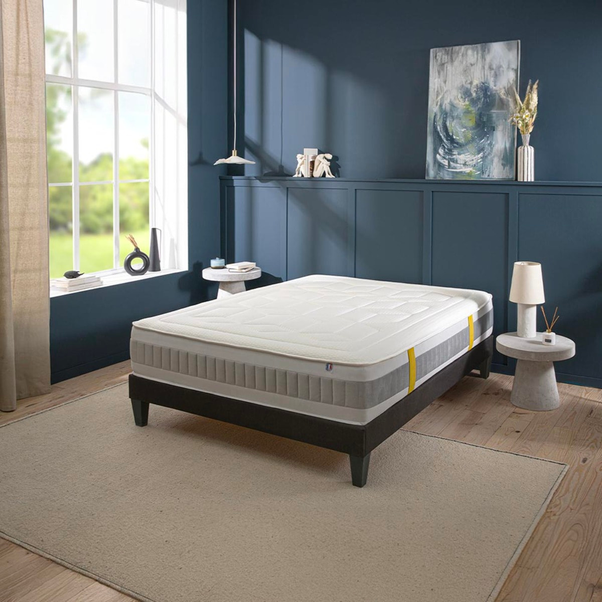 Ensemble Matelas Memoire de forme Grand Hotel avec sommier en bois