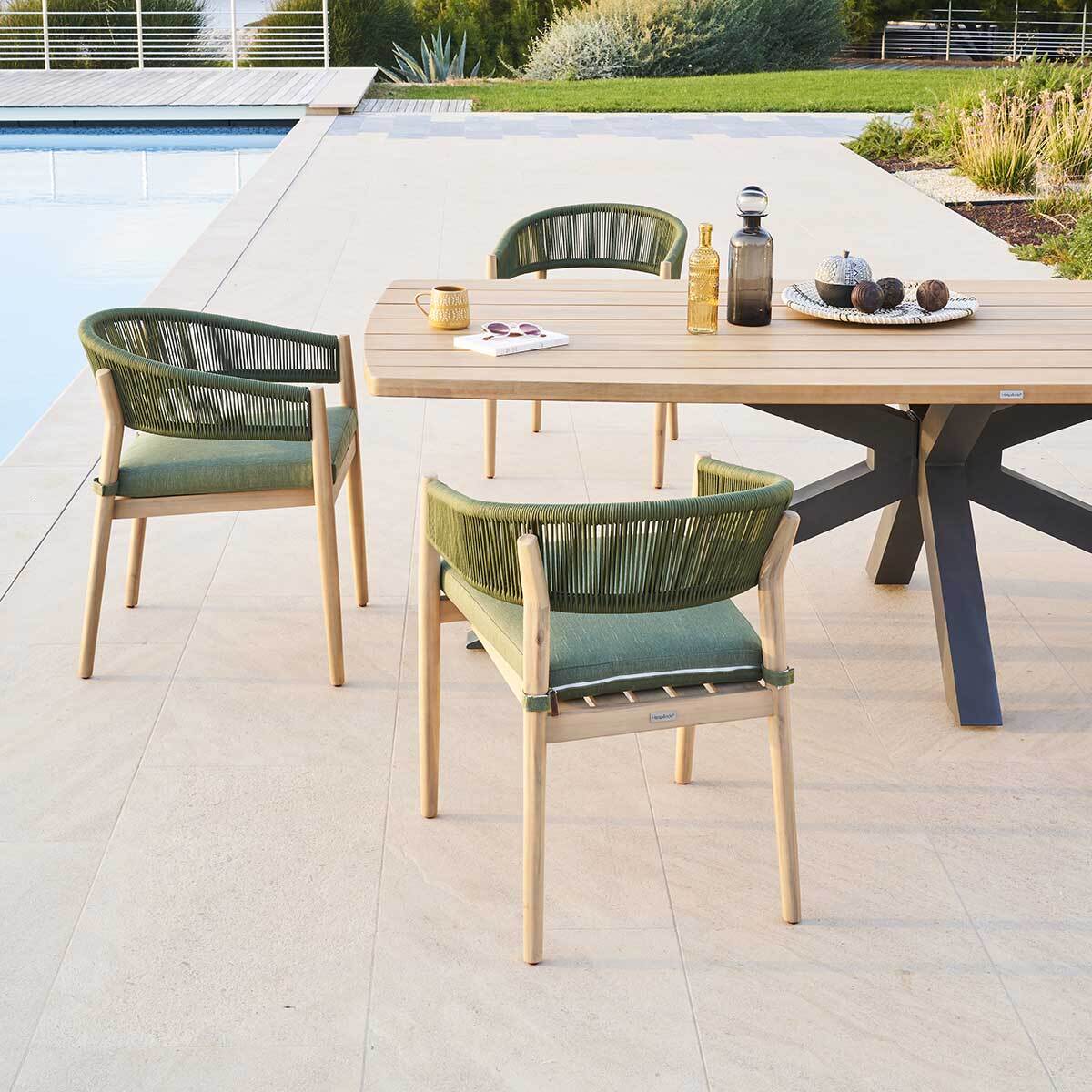 Lot de 2 fauteuils de jardin Tevio Vert olive