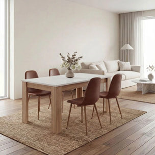 Mesa de comedor extensible en roble canadian y blanco artik 123-173x75 cm Sira Roble Canadian - Blanco Artik (Blanco Mate)