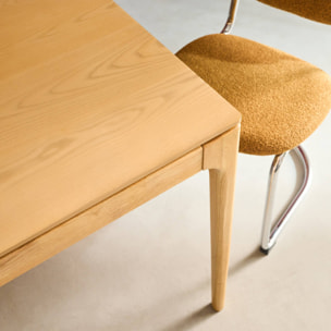 Table à manger rectangulaire bois d'hévéa et placage frêne 8 places ELENA