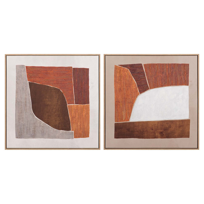 Set 2 Cuadros 50% Pintado A Mano 83x4x83 Cm