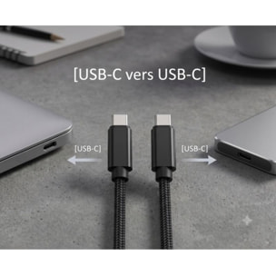 Câble USB C ADEQWAT vers USB-C 2M Noir compatible iPhone 17 16 15 Pro Max et Samsung Galaxy S25 S24 Ultra
