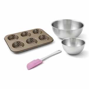 Set de 4 ustensiles de pâtisserie moule à gâteaux bol et spatule pâtisserie Zenker Mojave Gold