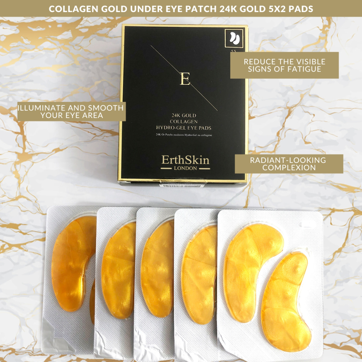 Parche de colágeno dorado para ojos de oro de 24 quilates