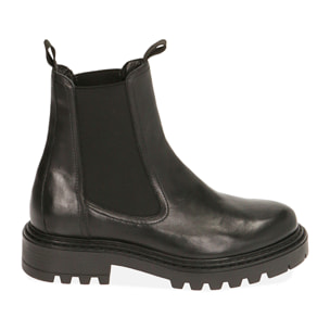Chelsea boots neri in pelle, tacco 3,5 cm