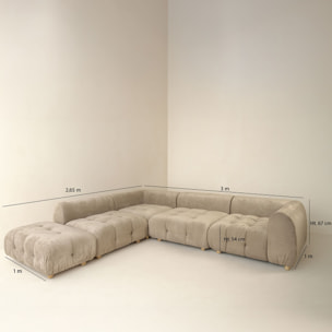 Canapé 5 places en velours beige TWIGGY
