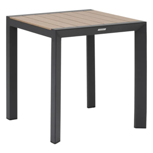 Table de jardin "Évasion" effet bois honey & graphite 2 places lates en aluminium