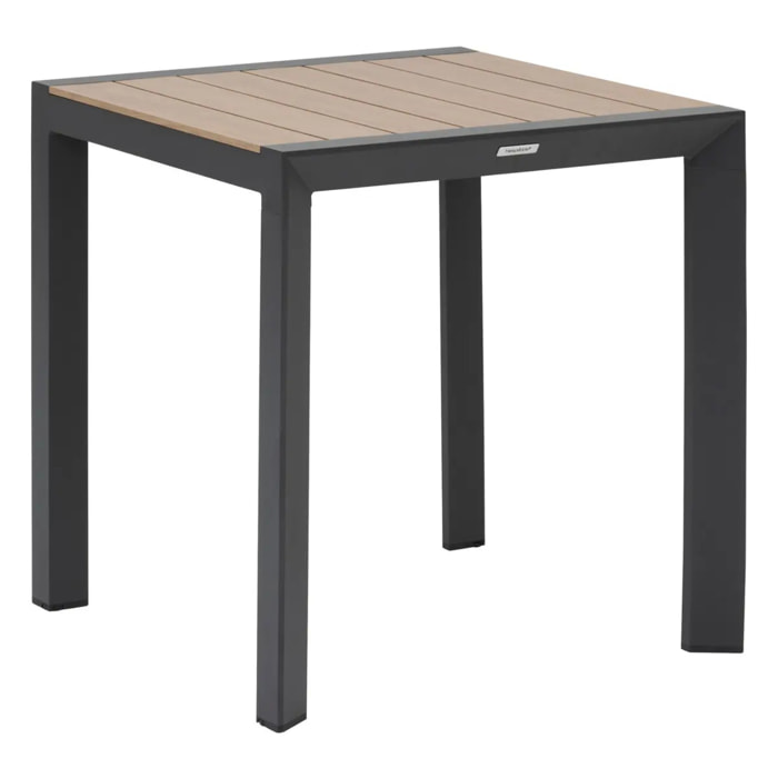 Table de jardin "Évasion" effet bois honey & graphite 2 places lates en aluminium