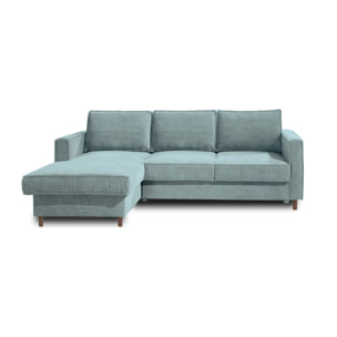 Jake - canapé d'angle gauche - convertible avec coffre - 4 places - en velours côtelé - Bleu