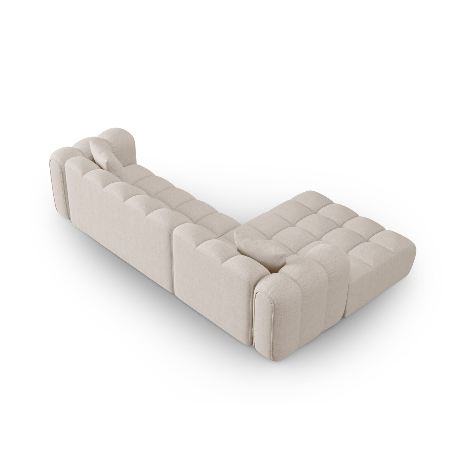 Canapé d'angle gauche modulable "Clotilde" 4 places en tissu structurel beige