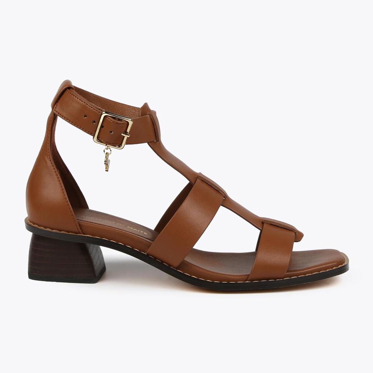 Sandali tacco effetto legno