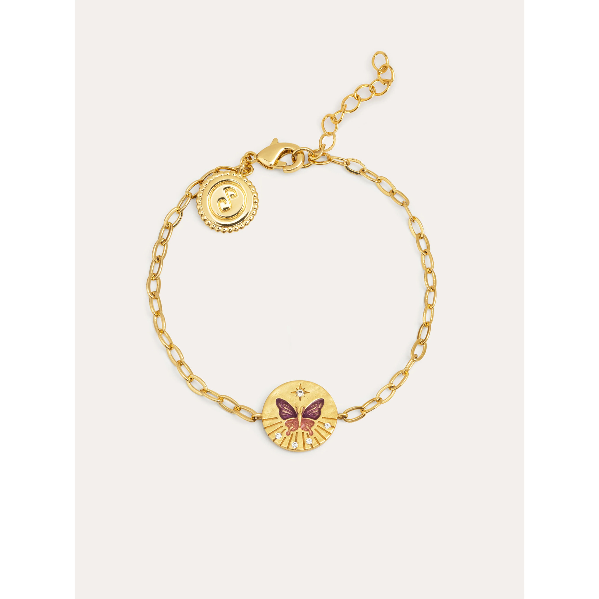 Pulsera Medallion Butterfly Rose Baño Oro