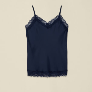 Oltre - Top de lencería en satén y encaje - Azul