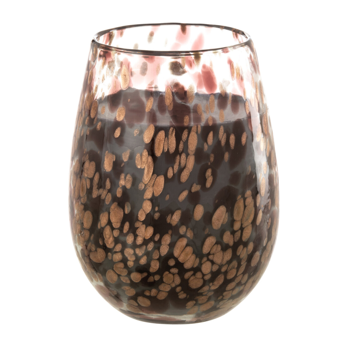 J-Line bougie parfumée Mia - Leather & Leaves - verre - noir/mix - large - 120H