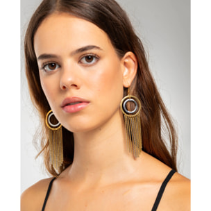 Pendientes colgantes de acero con cadenas doradas y plateadas