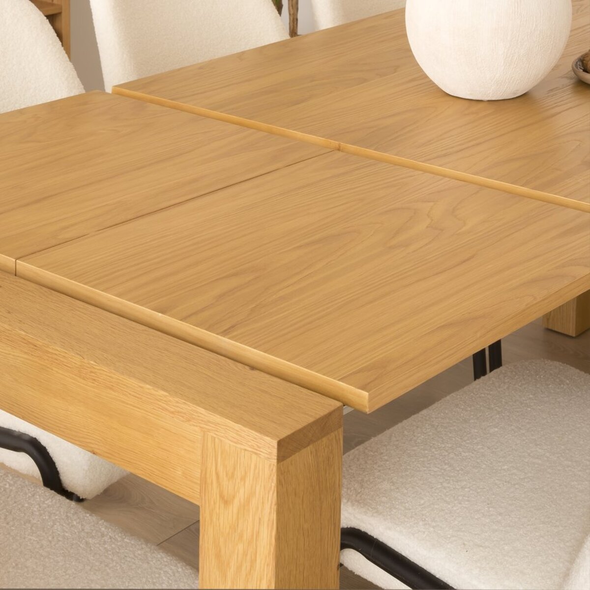 Table à manger extensible Gael -tableau en tôle naturelle de chêne-couleur chêne naturel 140 x 78 x 90 cm