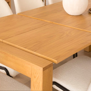 Table à manger extensible Gael -tableau en tôle naturelle de chêne-couleur chêne naturel 140 x 78 x 90 cm