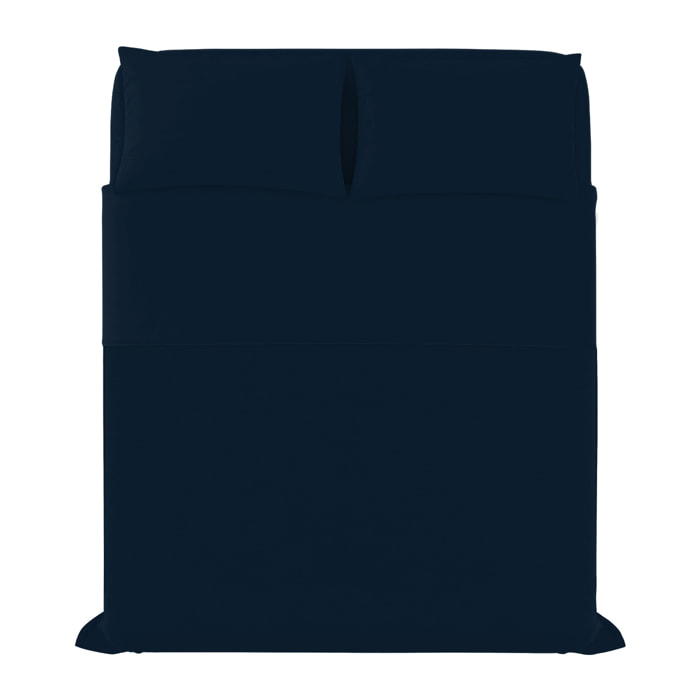 COMPLETO LETTO MAX COLOR, 100% Cotone, Made in Italy - BLU SCURO
