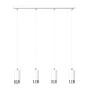Lampada a sospensione FUMIKO in acciaio bianco e cromo