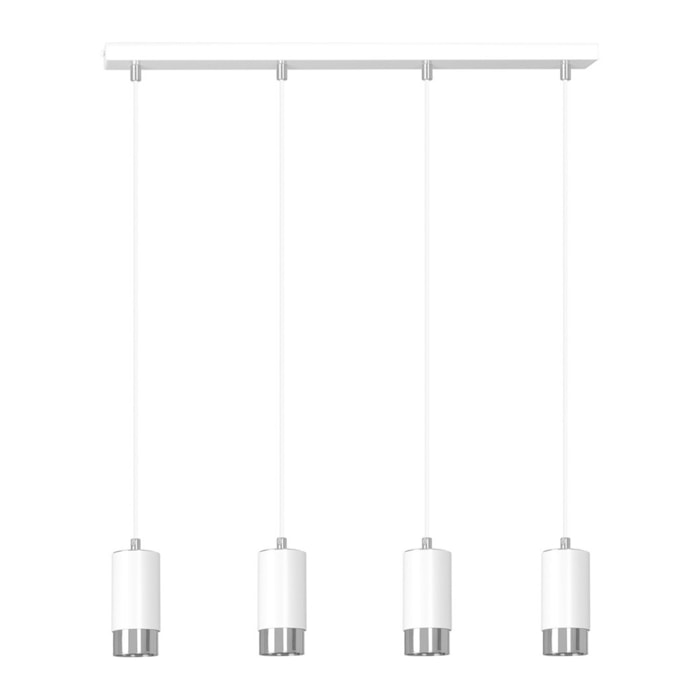Lampada a sospensione FUMIKO in acciaio bianco e cromo