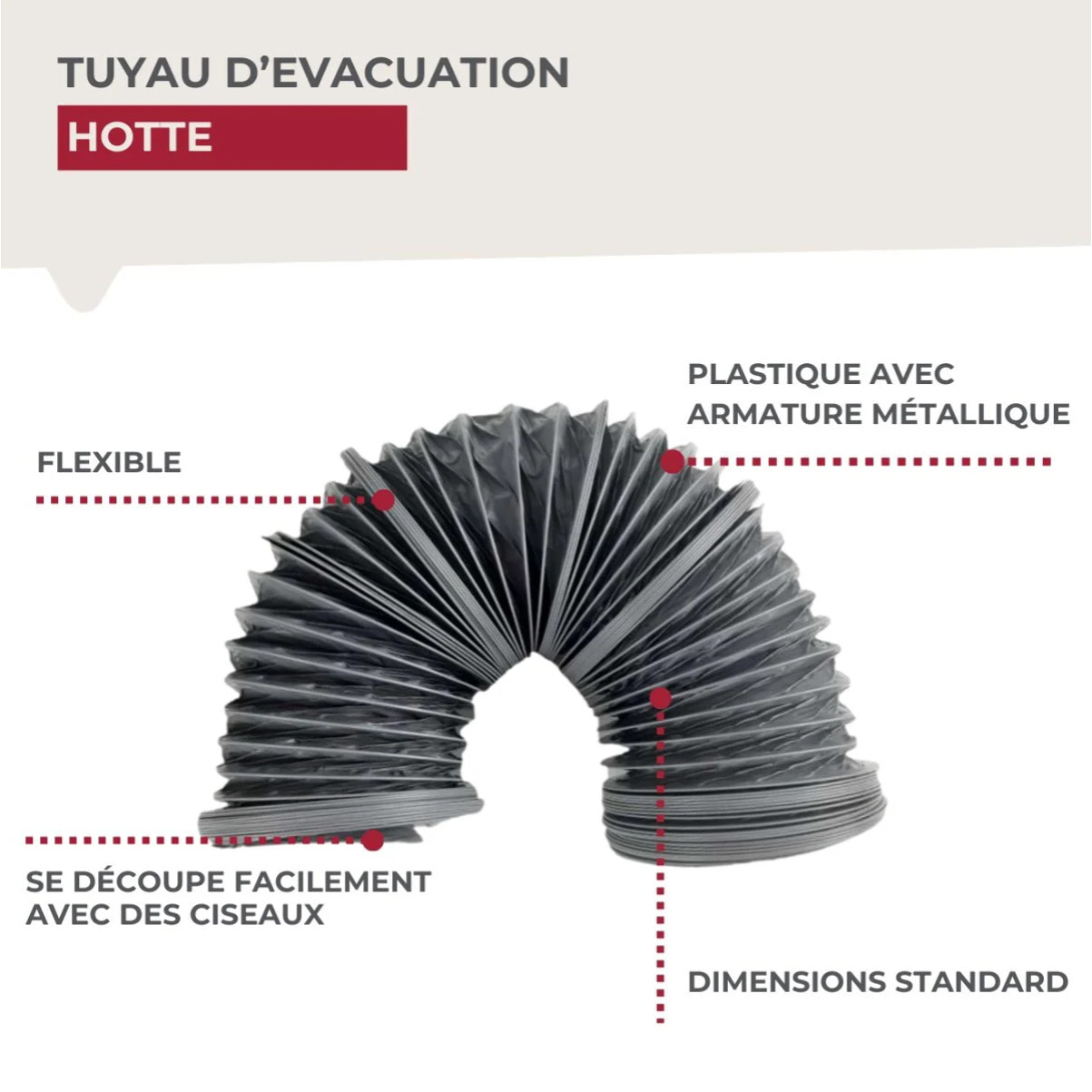 Tuyau Evacuation Hotte de Cuisine Fackelmann