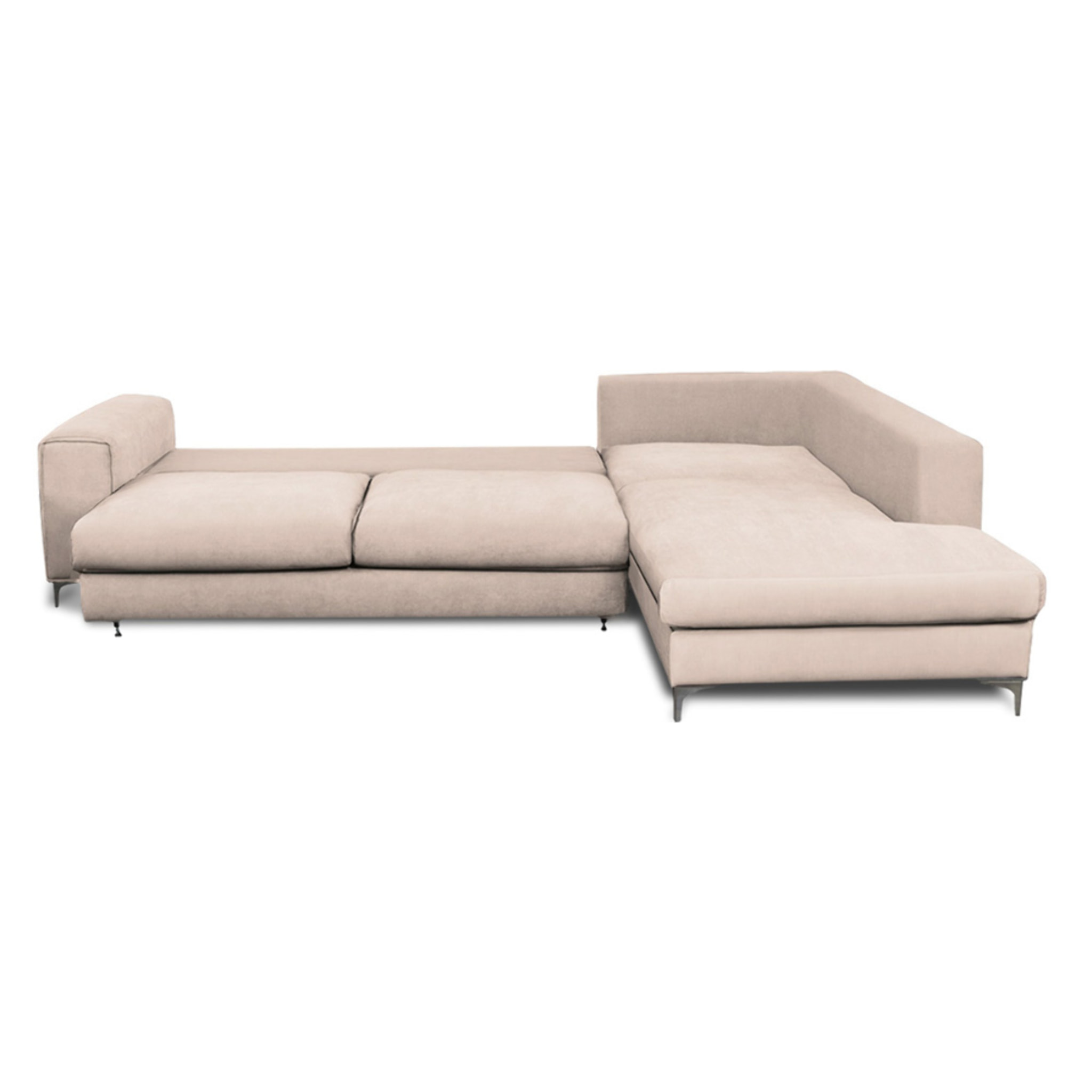 Canapé d'Angle Droit Velours Fiesole, 3 Places, Couchage Intégré, Coffre de Rangement, Housse Déhoussable