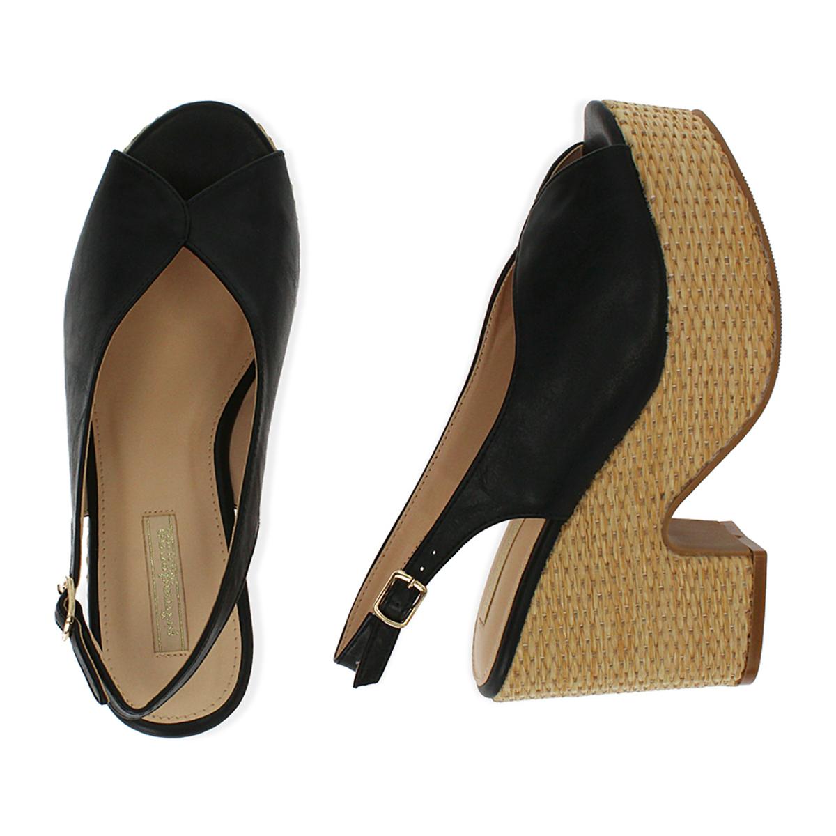 Slingback nere, tacco-zeppa 10 cm