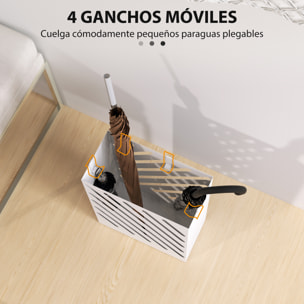 ParagÃƒÂ¼ero de Acero Galvanizado, Soporte de Paraguas Estrecho con Bandeja de Goteo Extraíble, 4 Ganchos, Diseño de Cortes, para Entrada, Pasillo, Oficina, 28x14x41 cm, Blanco