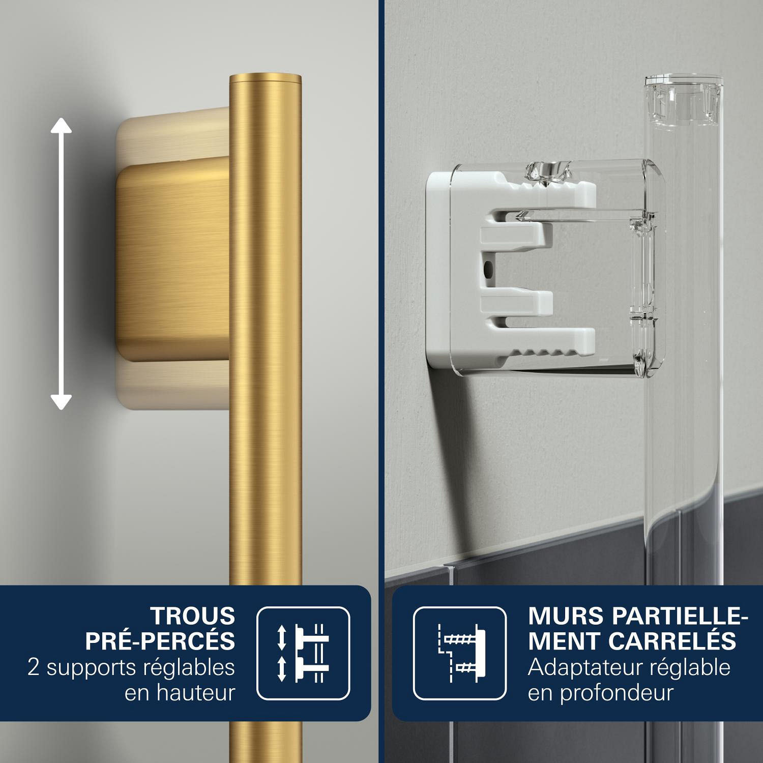 Ensemble de douche 3 jets (Pluie, Jet stimulant, Booster) - Cool Sunrise brossé