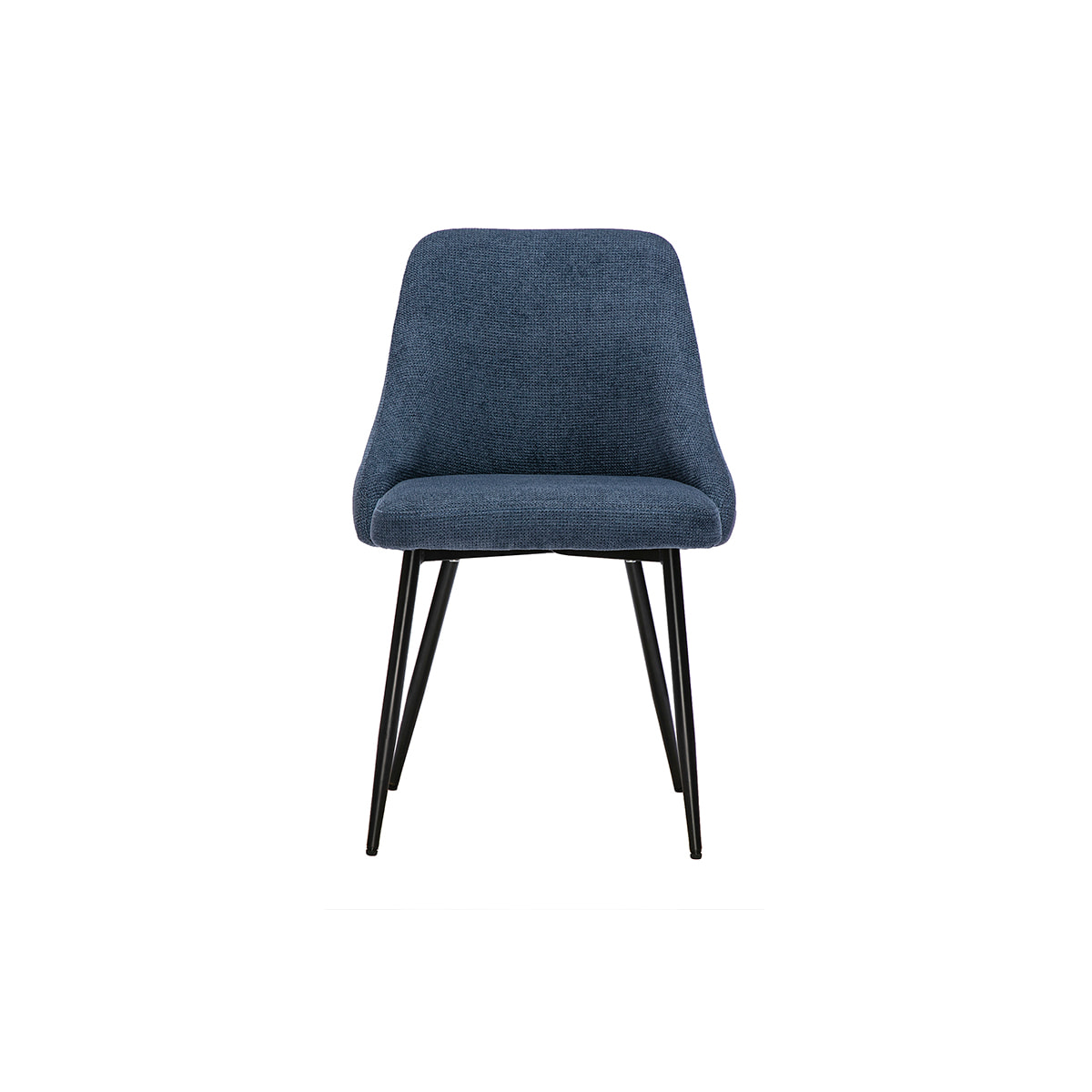 Chaises en tissu chenille bleu foncé et métal noir (lot de 2) HASTA