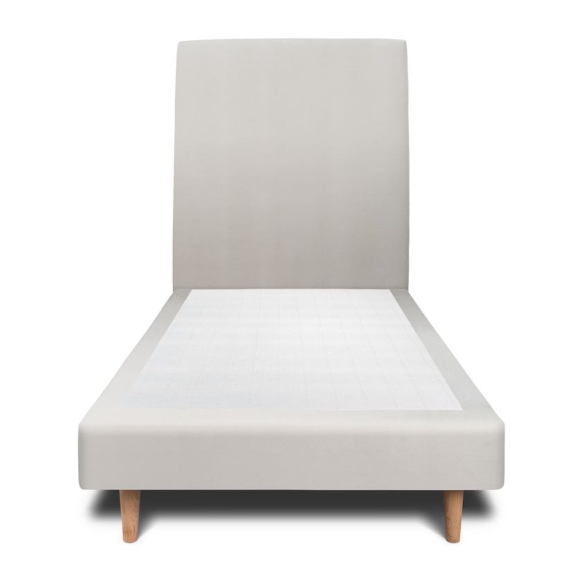 Lit avec tête de lit tapissée velours et sommier tapissier ep14