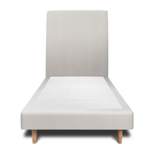 Lit avec tête de lit tapissée velours et sommier tapissier ep14