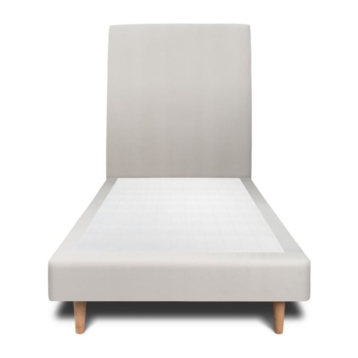 Lit avec tête de lit tapissée velours et sommier tapissier ep14