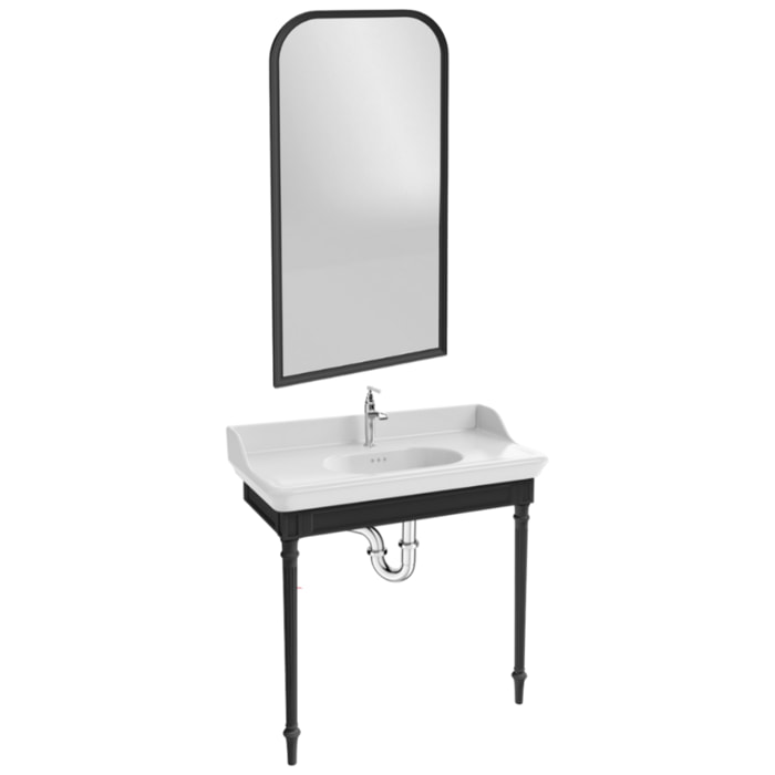 Console Cléo 1889 avec plan vasque + miroir + robinet lavabo chromé + siphon chromé